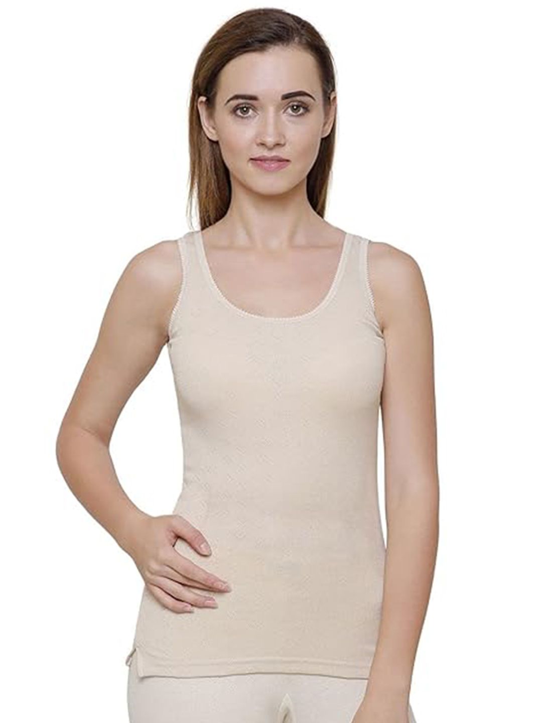BODYCARE INSIDER Women Beige Solid Cotton Thermal Tops-picture-38
