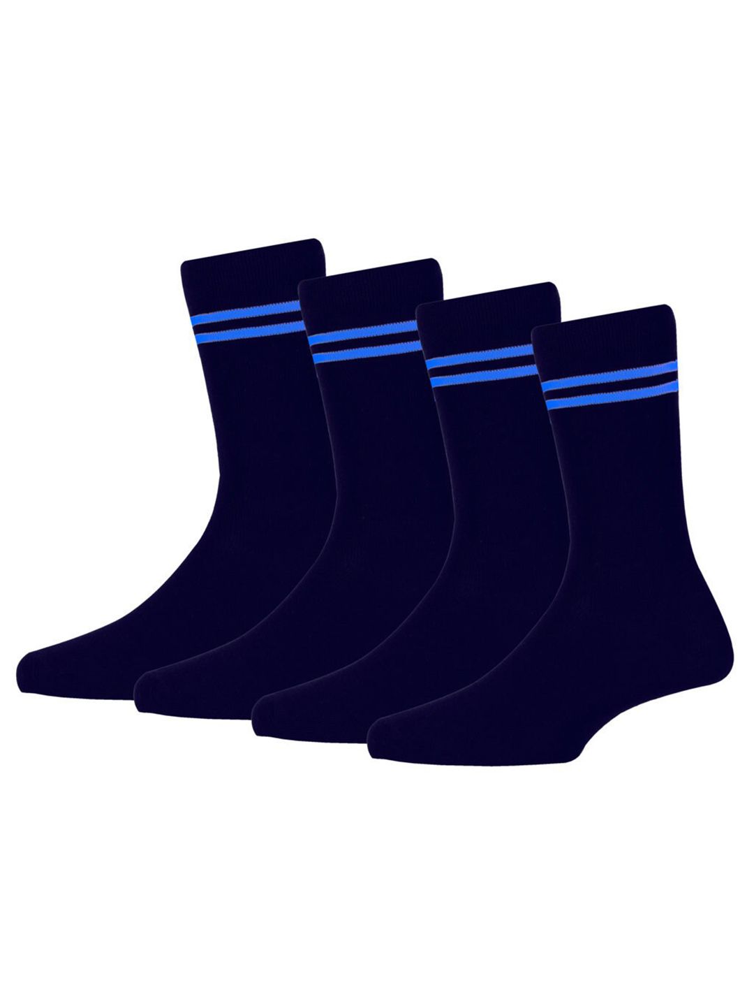 RC. ROYAL CLASS Kids Pack Of 4 Navy Blue Striped Calf-Length Socks-picture-57