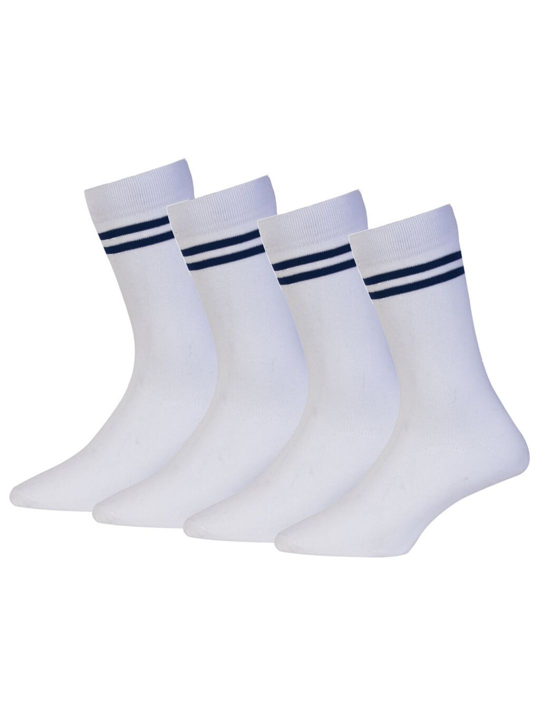 RC. ROYAL CLASS Kids Pack Of 4 White Striped Calf-Length Socks-picture-36