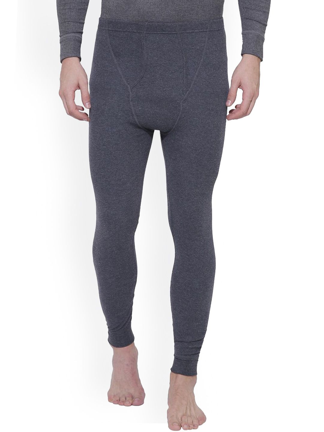 BODYCARE INSIDER Men Charcoal Solid Cotton Thermal Bottoms