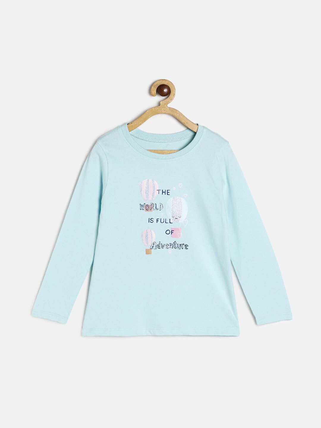 MINI KLUB Girls Green & Blue Pure Cotton Print Top-picture-41