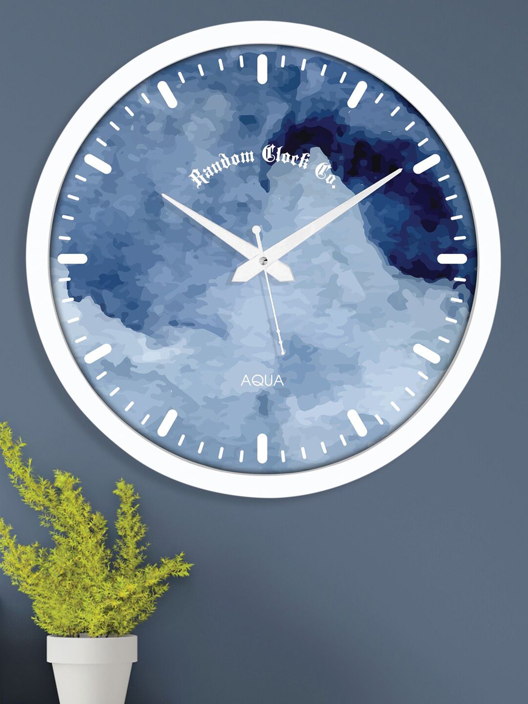 RANDOM White & Blue Printed Contemporary Wall Clock-picture-38