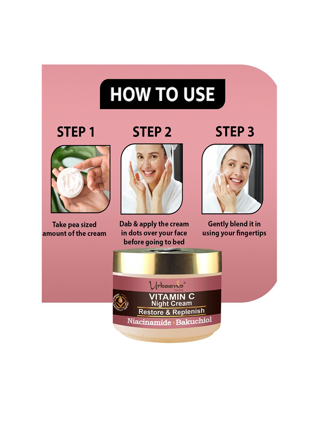 Urbaano Herbal Vitamin C Night Cream to Restore & Replenish Skin with Niacinamide - 50 g-picture-45
