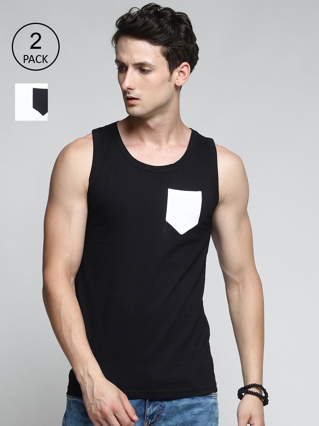 Trends Tower Men Pack Of 2 Solid Cotton Tank Vests-picture-10