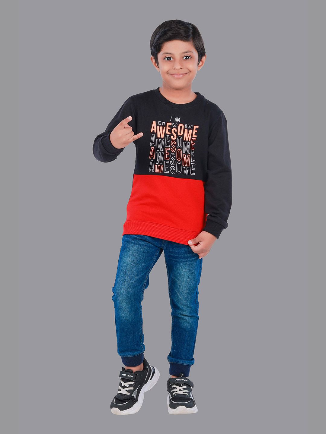 3PIN Boys Navy Blue & Red Printed Cotton Sweatshirt-picture-14