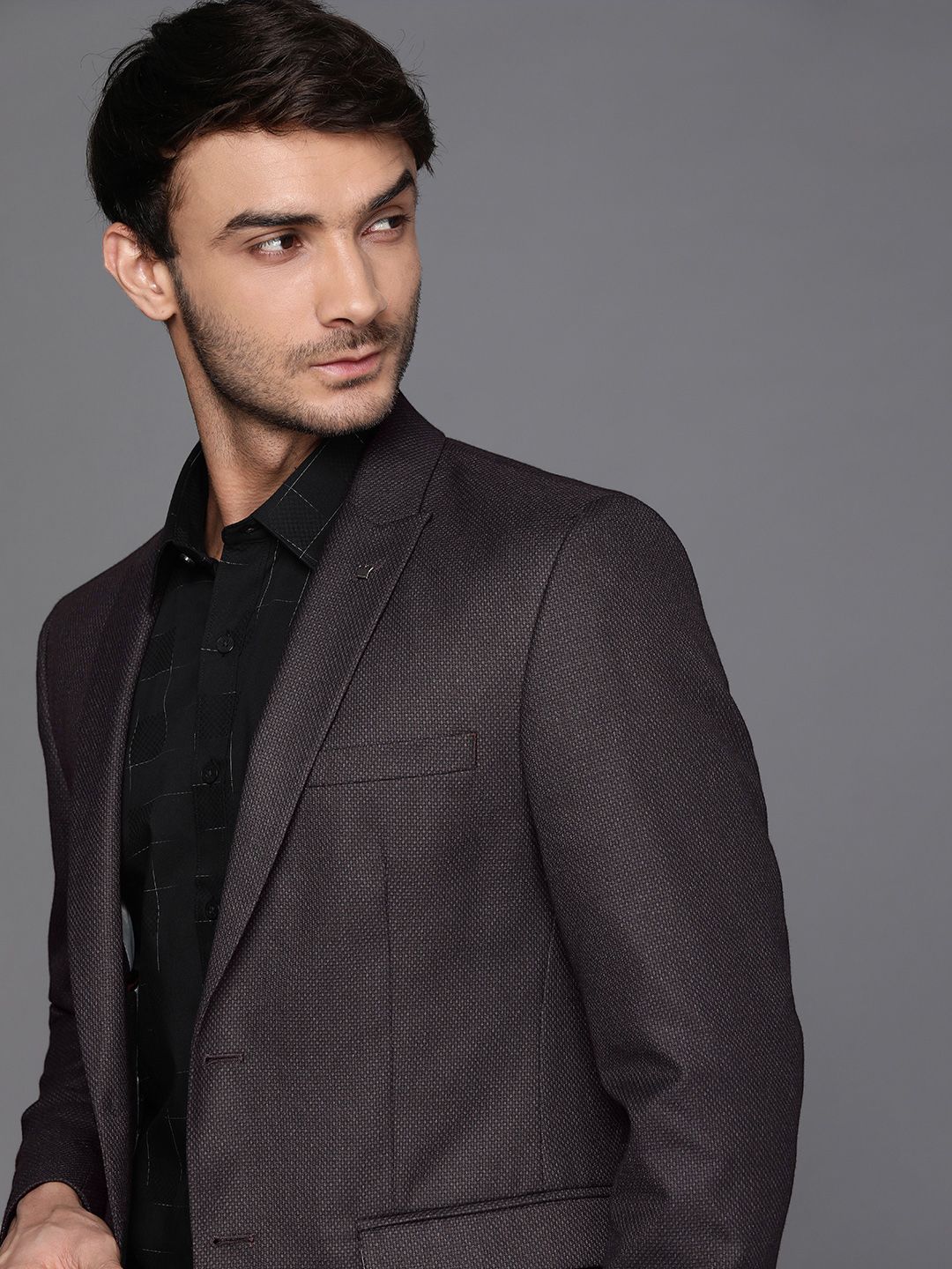 Buy Louis Philippe Louis Philippe Men Blue Self-Design Slim Fit  Single-Breasted Casual Blazer at Redfynd