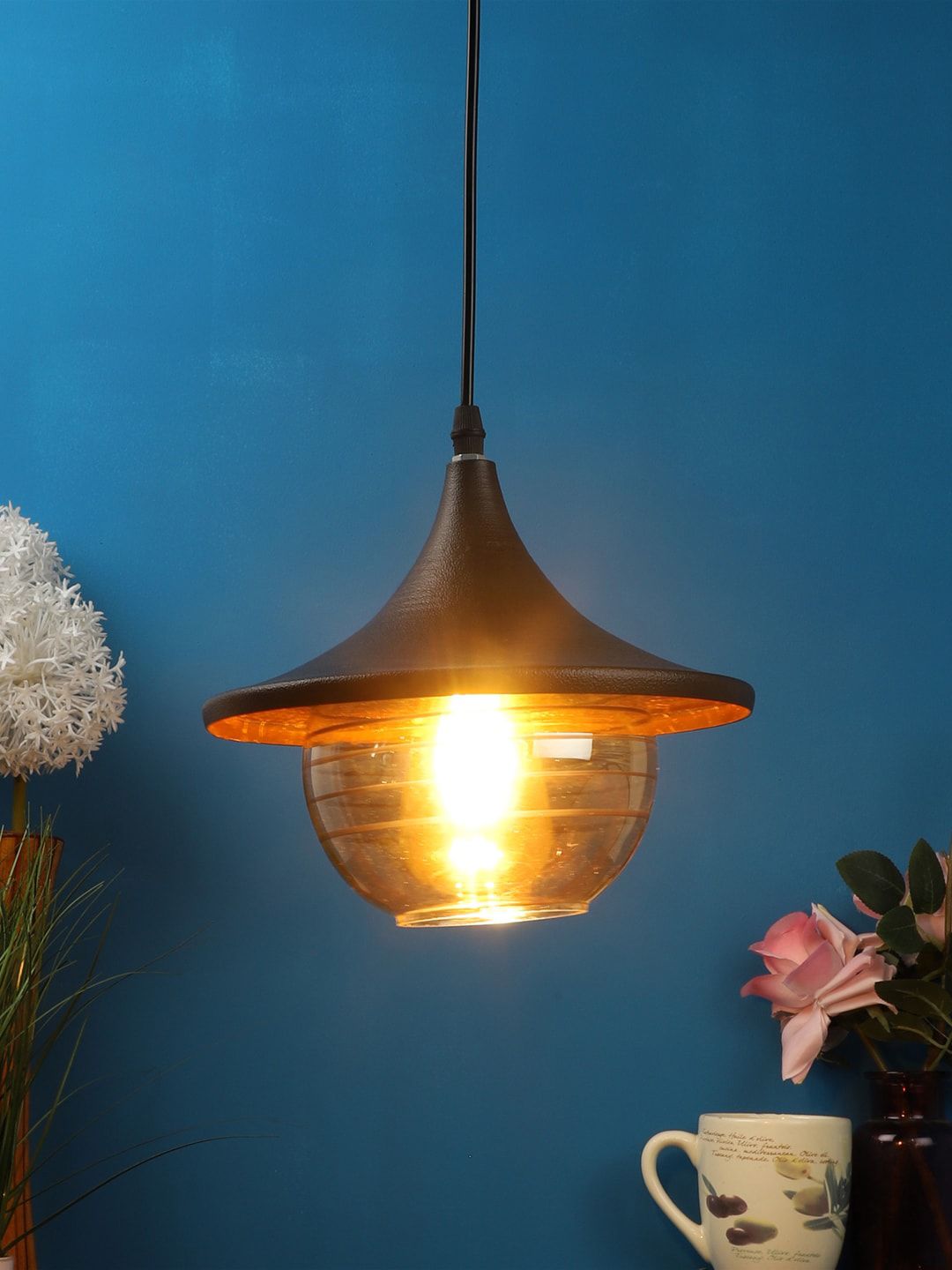 foziq Gold-Toned & Black Contemporary Ceiling Lamp-picture-31
