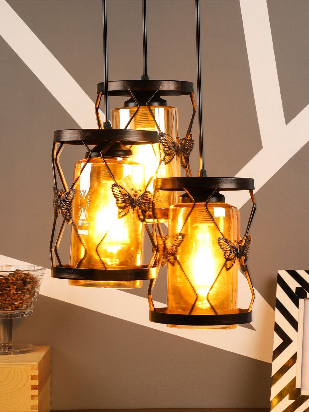 foziq Brown Solid Cylinder Shape Ceiling Lamps-picture-12