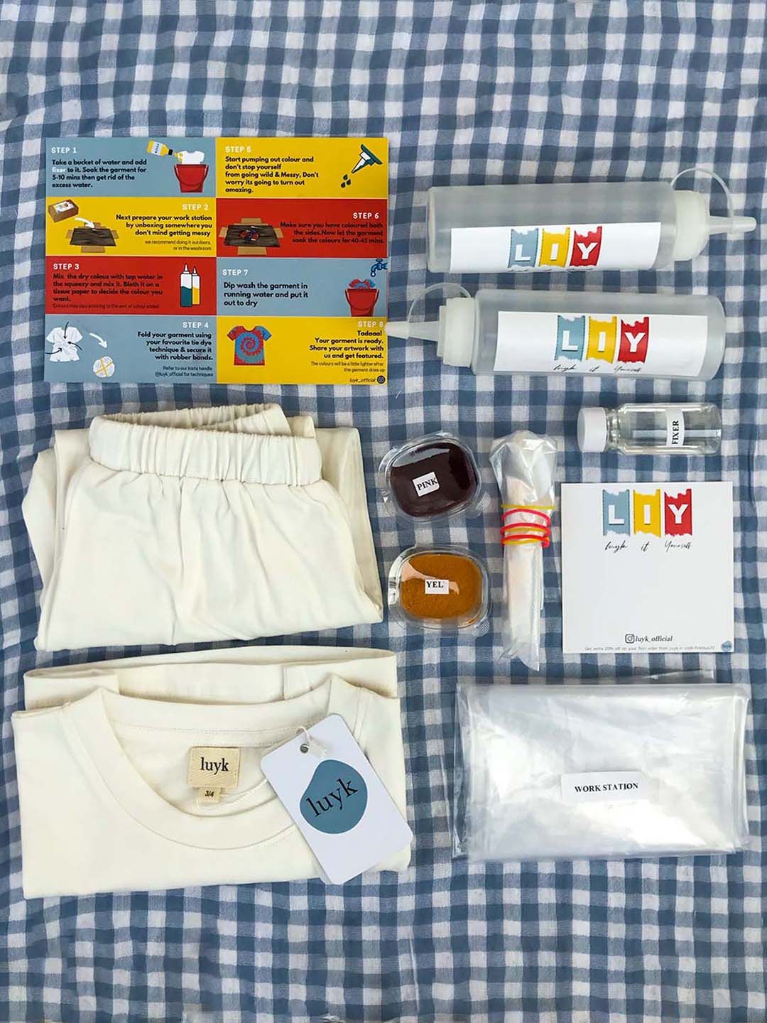 luyk Kids Blue Printed Pure-Cotton Tie & Dye DIY Night Suit Set