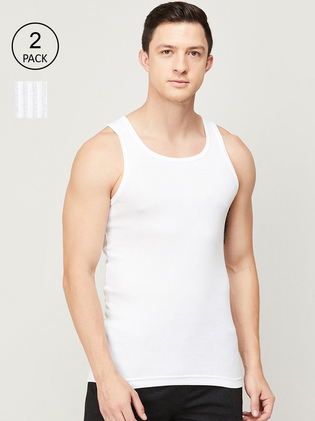 Buy Fame Forever By Lifestyle Fame Forever by Lifestyle Men Pack Of 2 Solid Cotton  Innerwear Vests at Redfynd