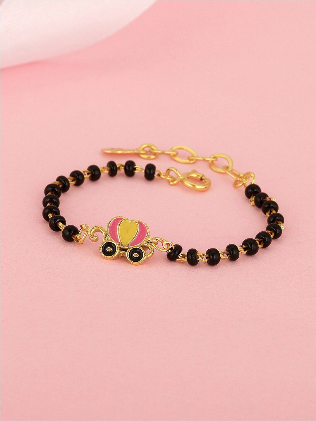 GIVA Girls Gold Toned & Black Sterling Silver Gold Plated Link Bracelet-picture-39