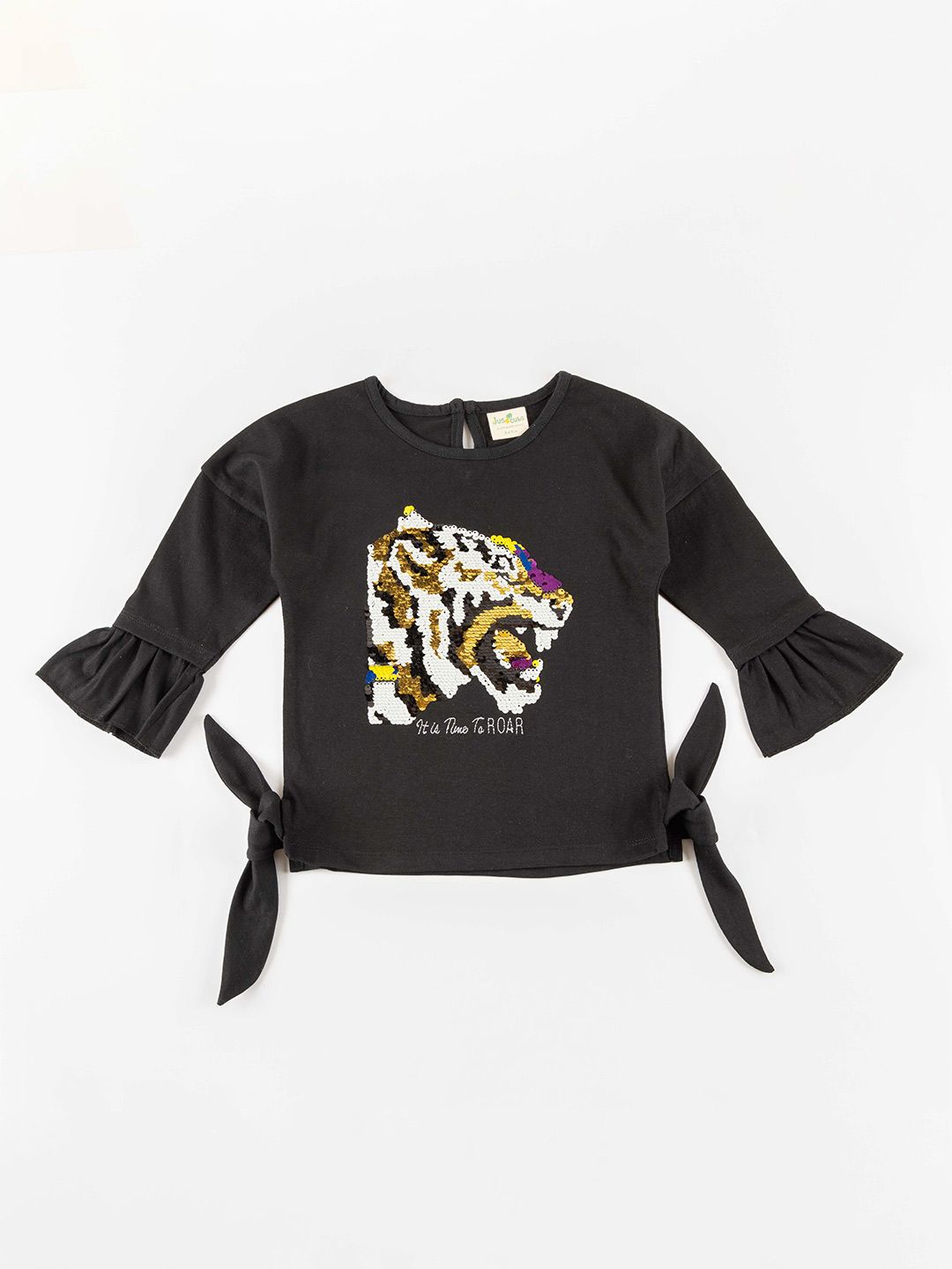 JusCubs Girls Black Sequins Embellished Pure Cotton Top-picture-29