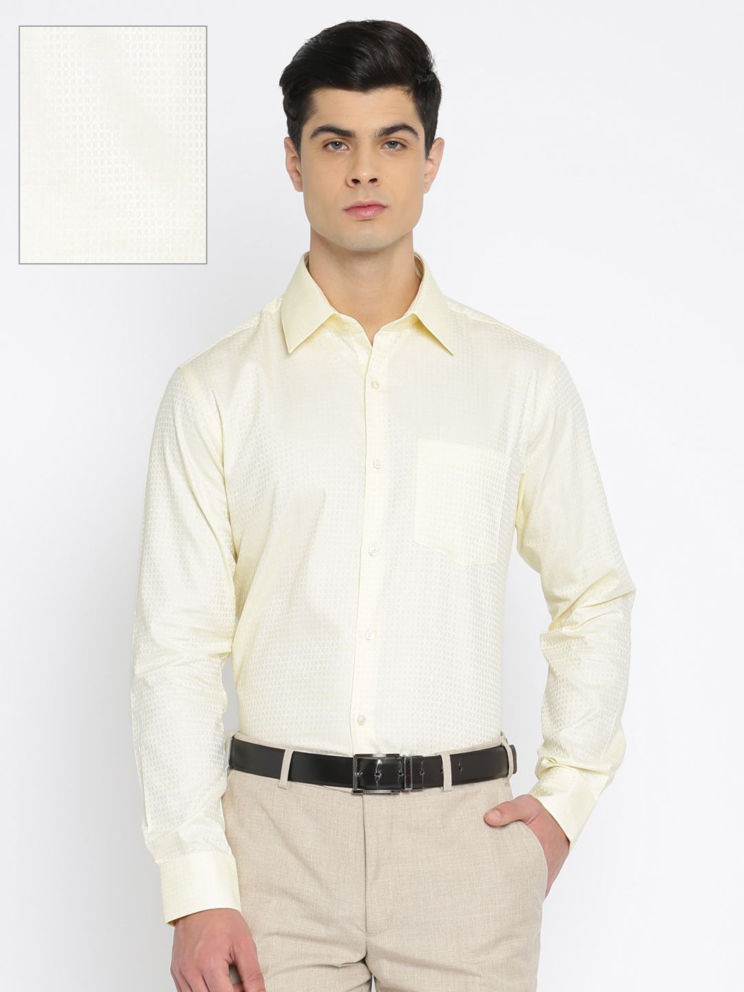 Park Avenue Men Yellow Slim Fit Checked Formal Shirt-picture-27