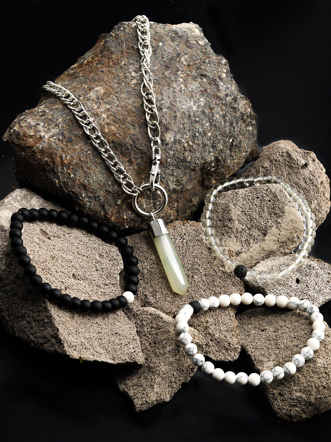 The Bro Code Men Silver-Plated Necklace & Set Of 3 Beaded Bracelets-image-42