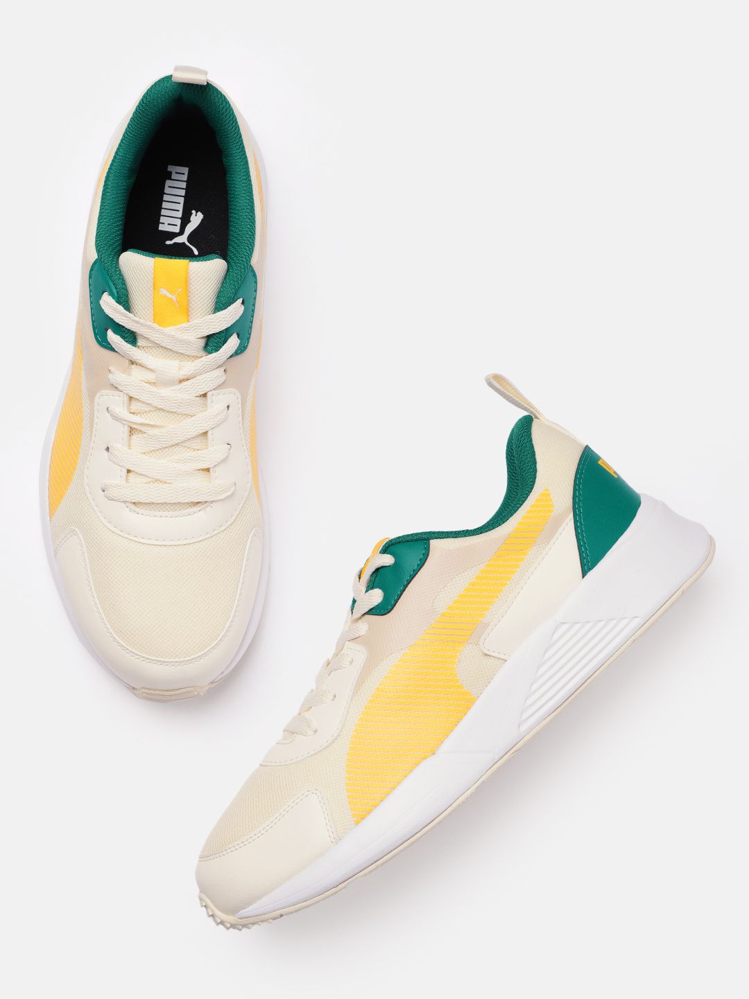 Puma Men Off-White Solid C-Block Sneakers