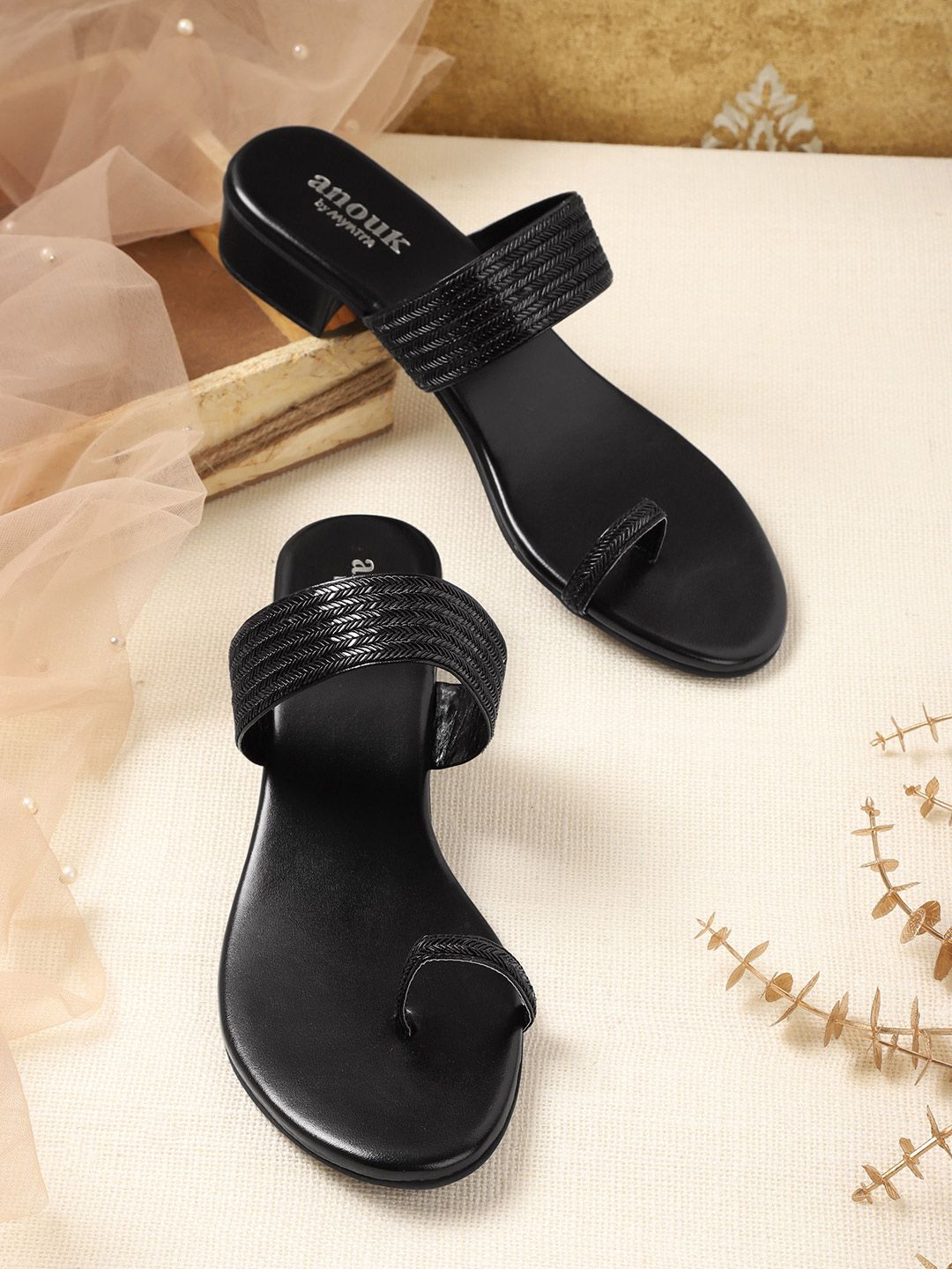 Anouk Women Woven Design Ethnic Block Heels