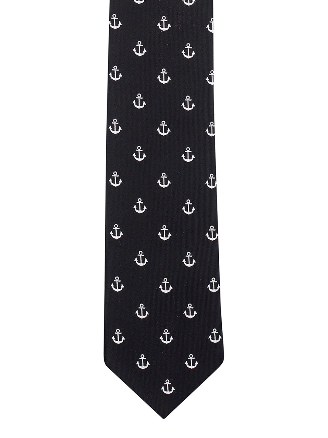 The Tie Hub Men Black & White Printed Skinny Tie-picture-18