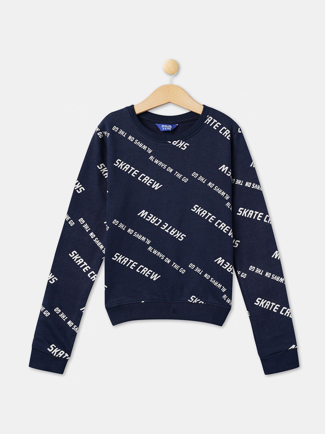 R&B Boys Navy Blue Printed Sweatshirt-image-5