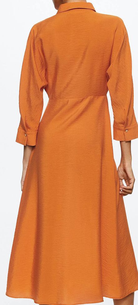 Buy MANGO Orange Solid Flowy Shirt Midi Dress - Dresses for Women 20707546  | Myntra