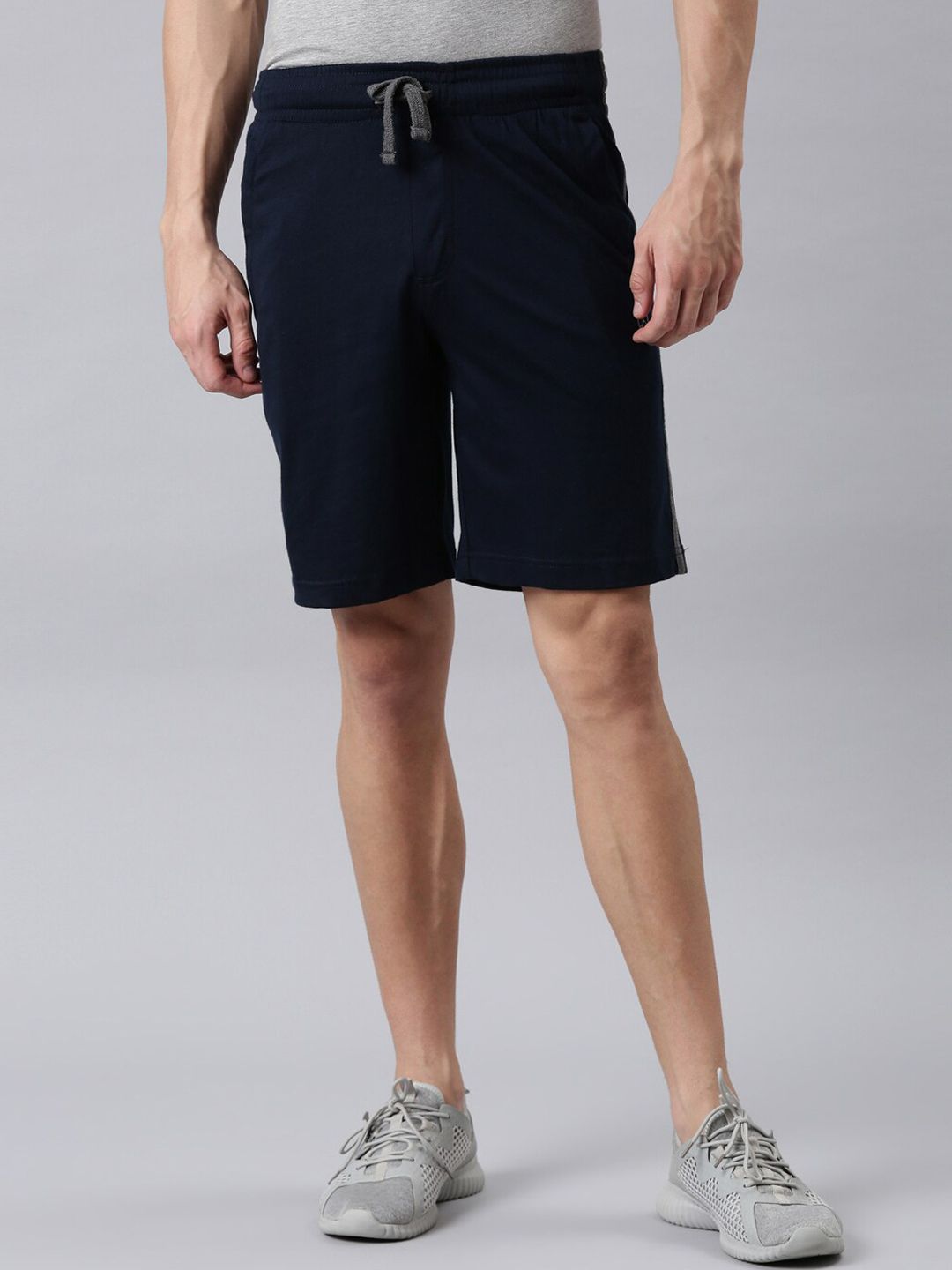 FASO Men Navy Blue Organic Cotton Sports Shorts-picture-2