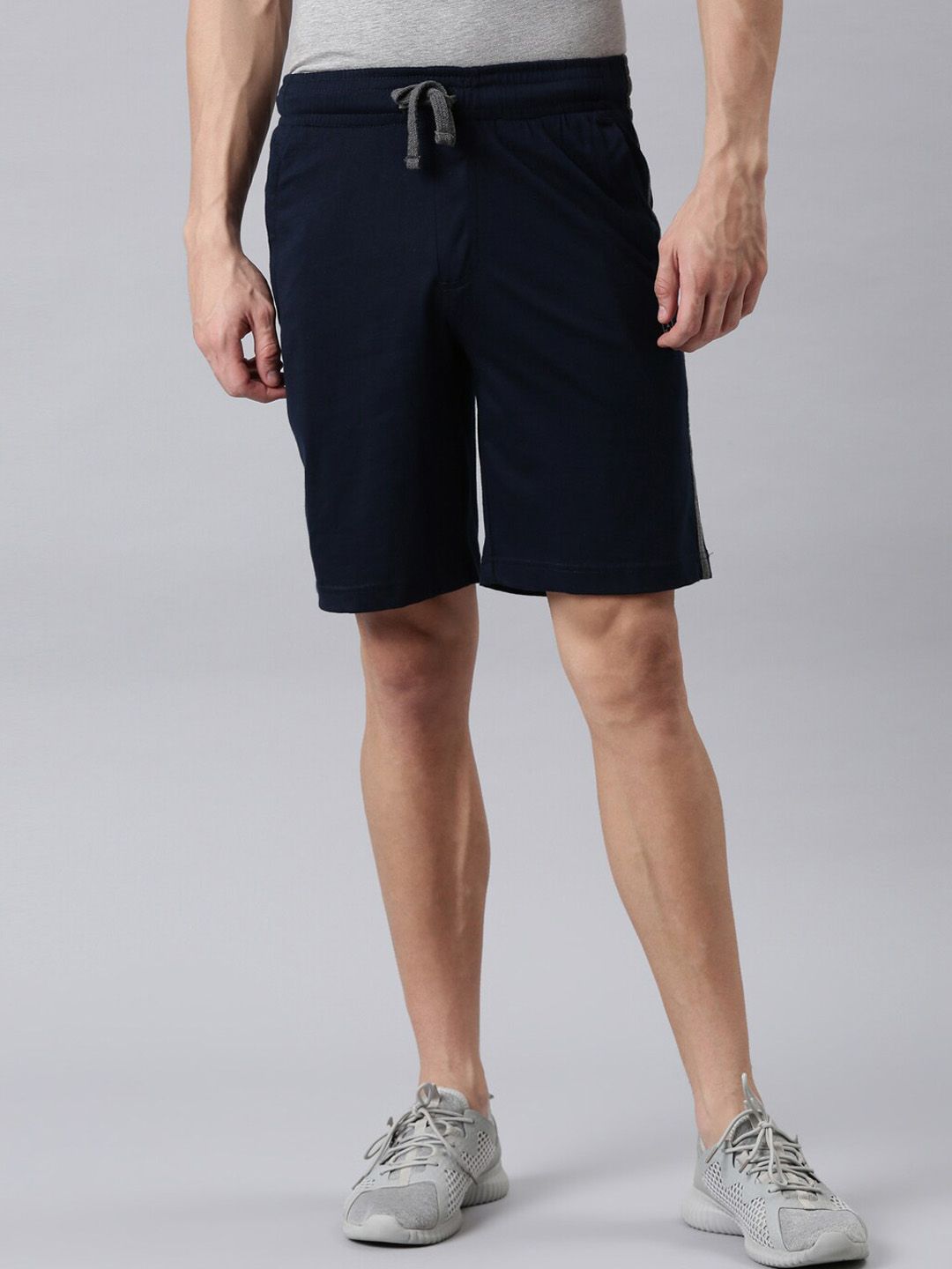 FASO Men Navy Blue Organic Cotton Sports Shorts-picture-3