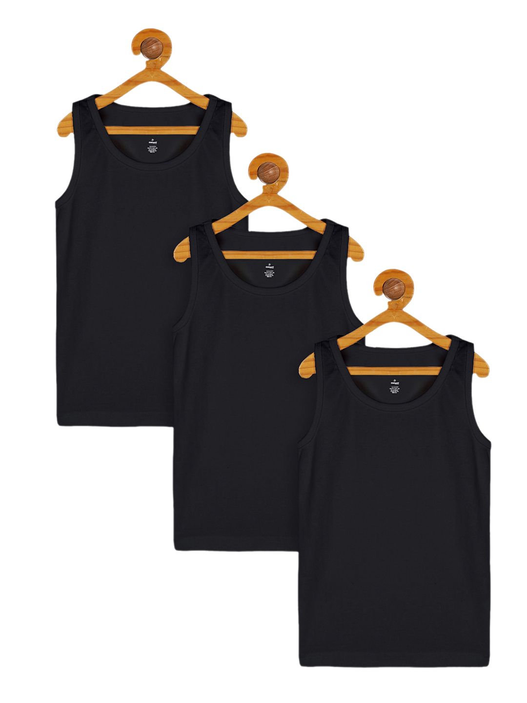 KiddoPanti Boys Black Pack of 3 Solid Cotton Innerwear Vests-picture-10
