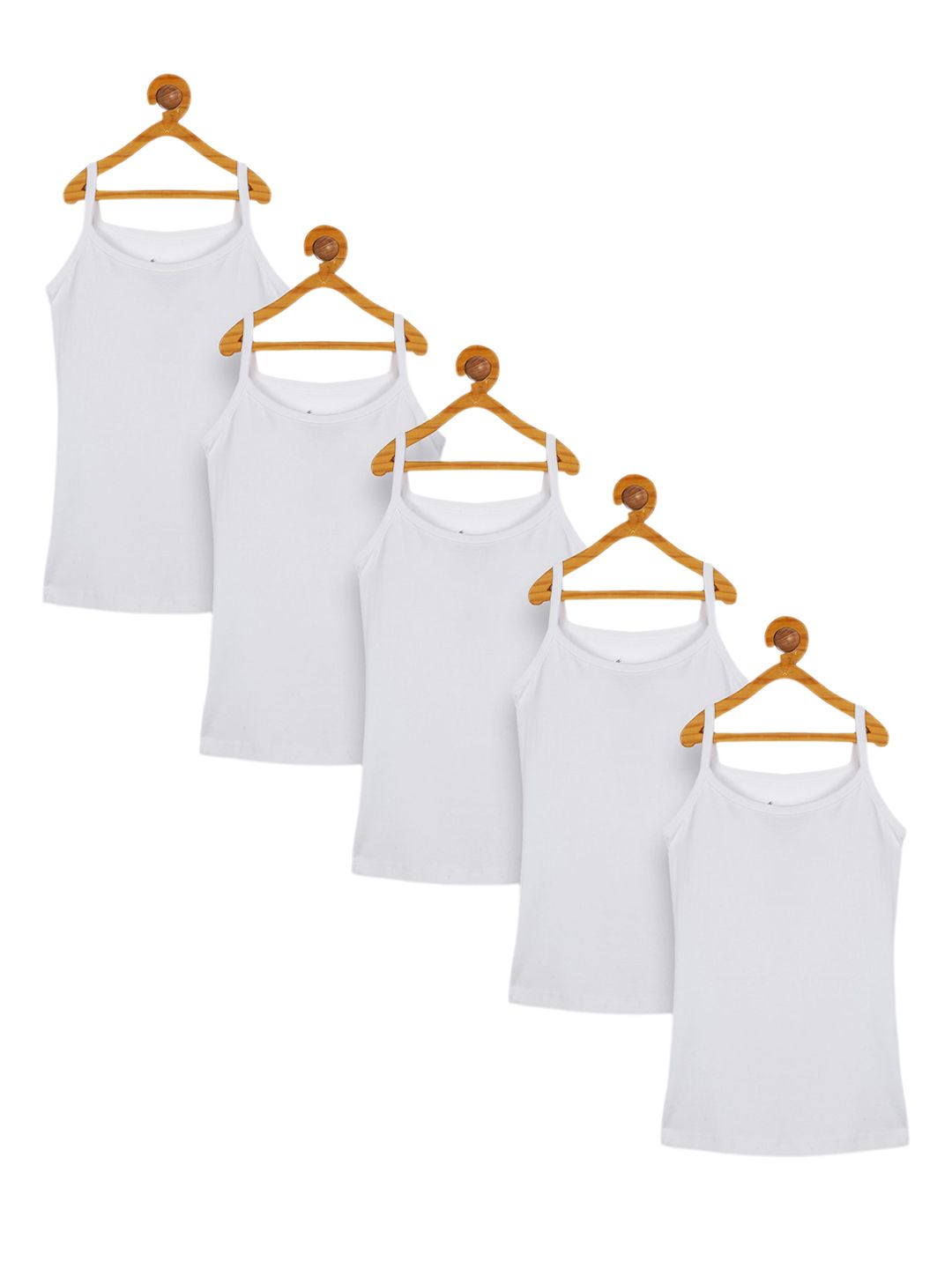 KiddoPanti Girls Pack of 5 White Solid Tank Top-picture-17