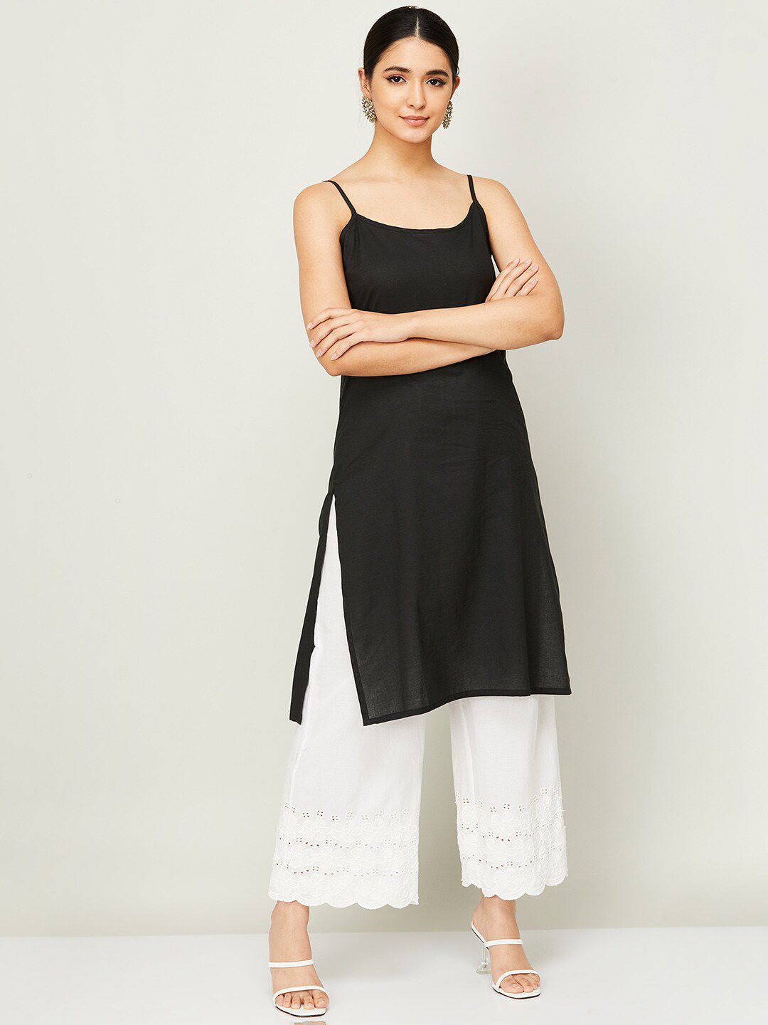 Melange by Lifestyle Women Black Kurta with Palazzos
