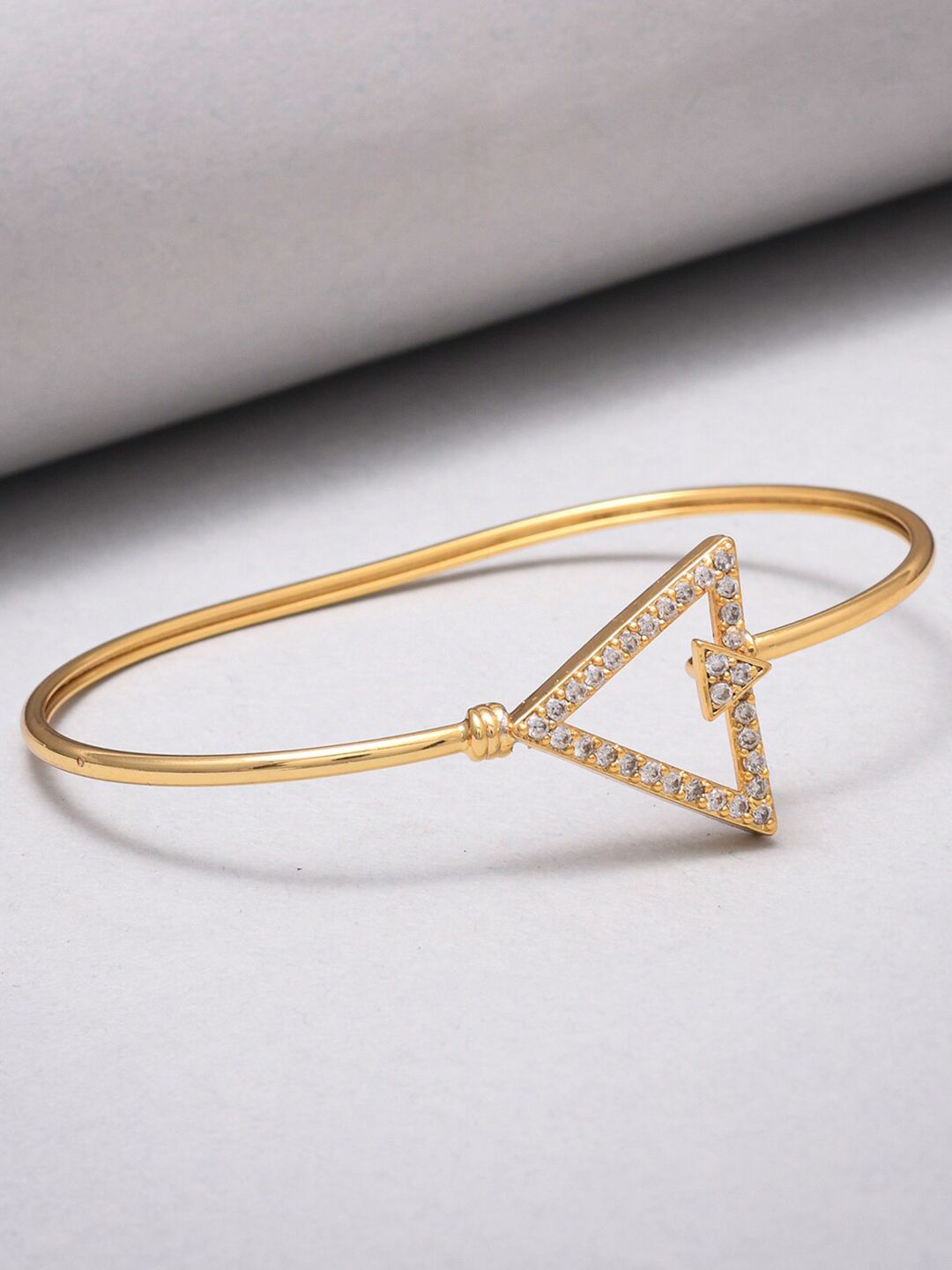 Voylla Women Gold & White Brass Cubic Zirconia Gold-Plated Bangle-Style Bracelet-image-19