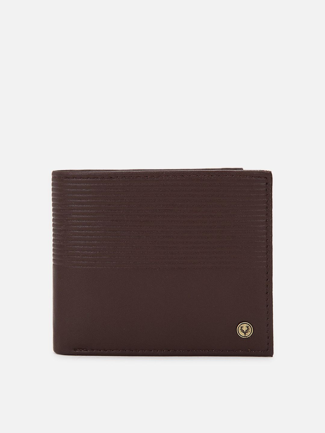 Allen Solly Allen Solly Men Brown Textured Leather Two Fold Wallet