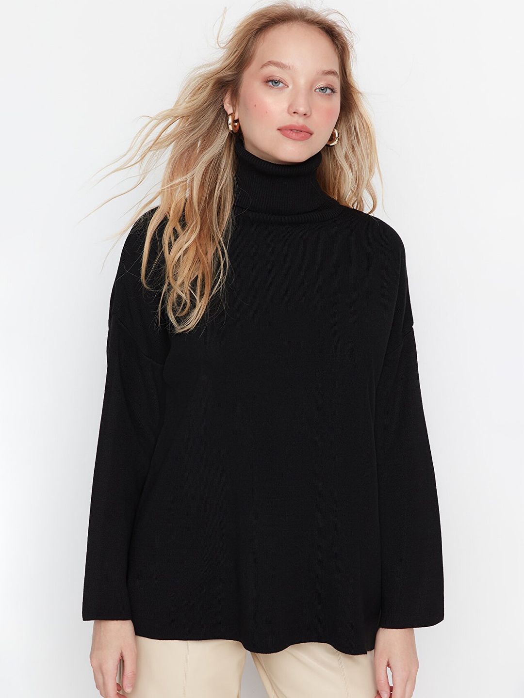 Trendyol Women Black Longline Pullover-image-18