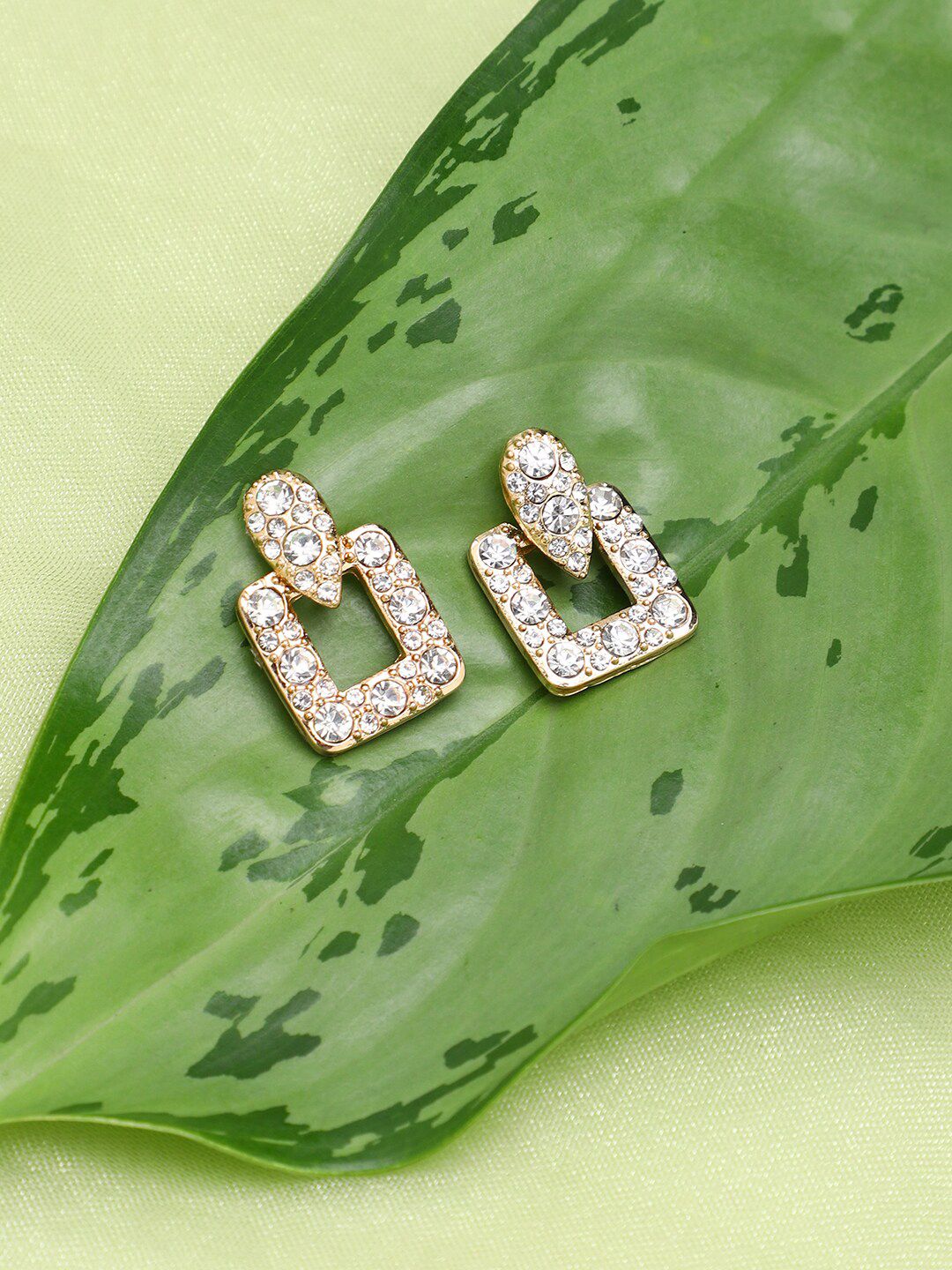 SOHI Gold-Toned & Gold Plated Contemporary Studs Earrings-picture-16