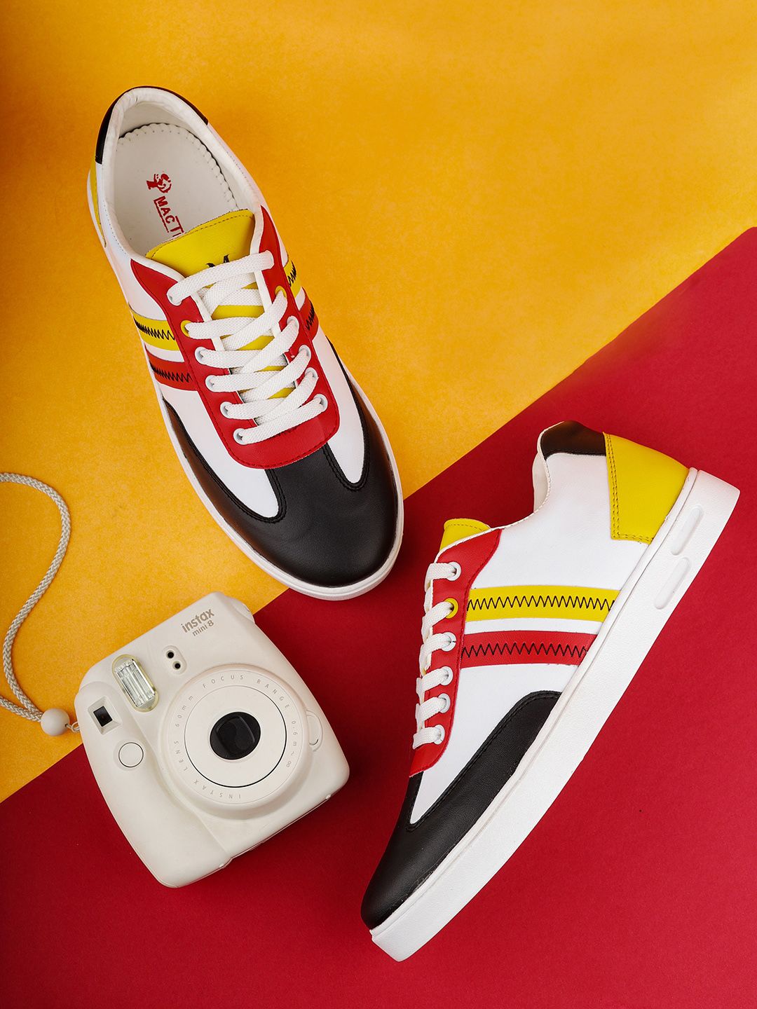 Mactree Men White Colourblocked PU Lightweight Sneakers-picture-28