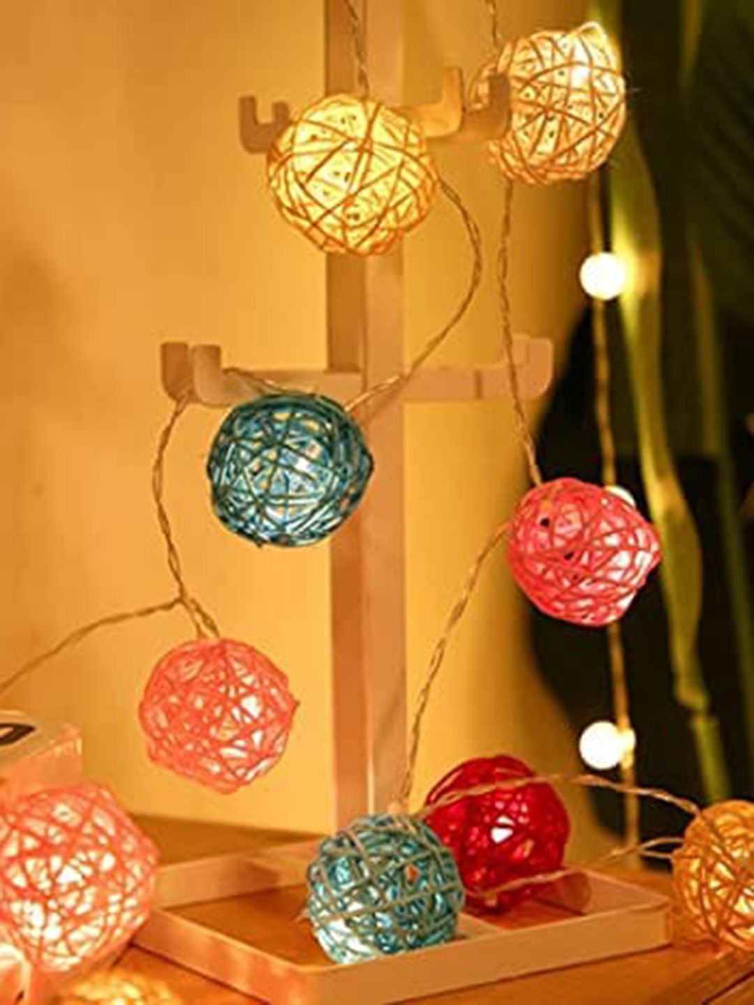 Gathari Set Of 15 Plug-In Bamboo Ball Fairy String Lights-picture-23