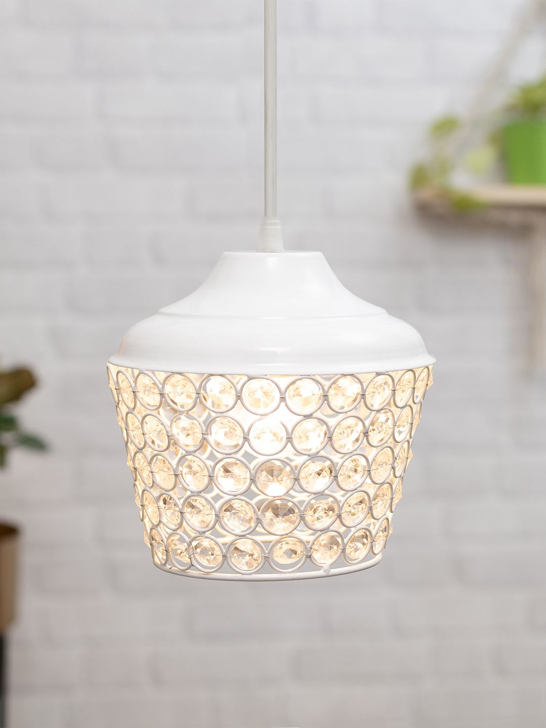 Homesake White Textured Cuboidal Hanging Pendant Lamp-image-43