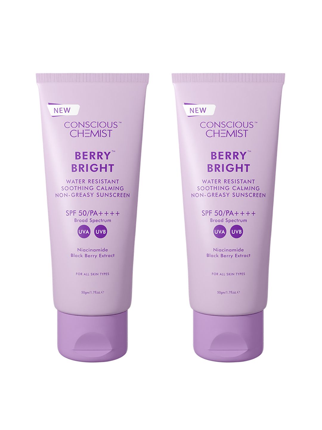 Conscious Chemist Set of 2 Berry Bright SPF 50 PA ++++ Sunscreen - 50 ml each
