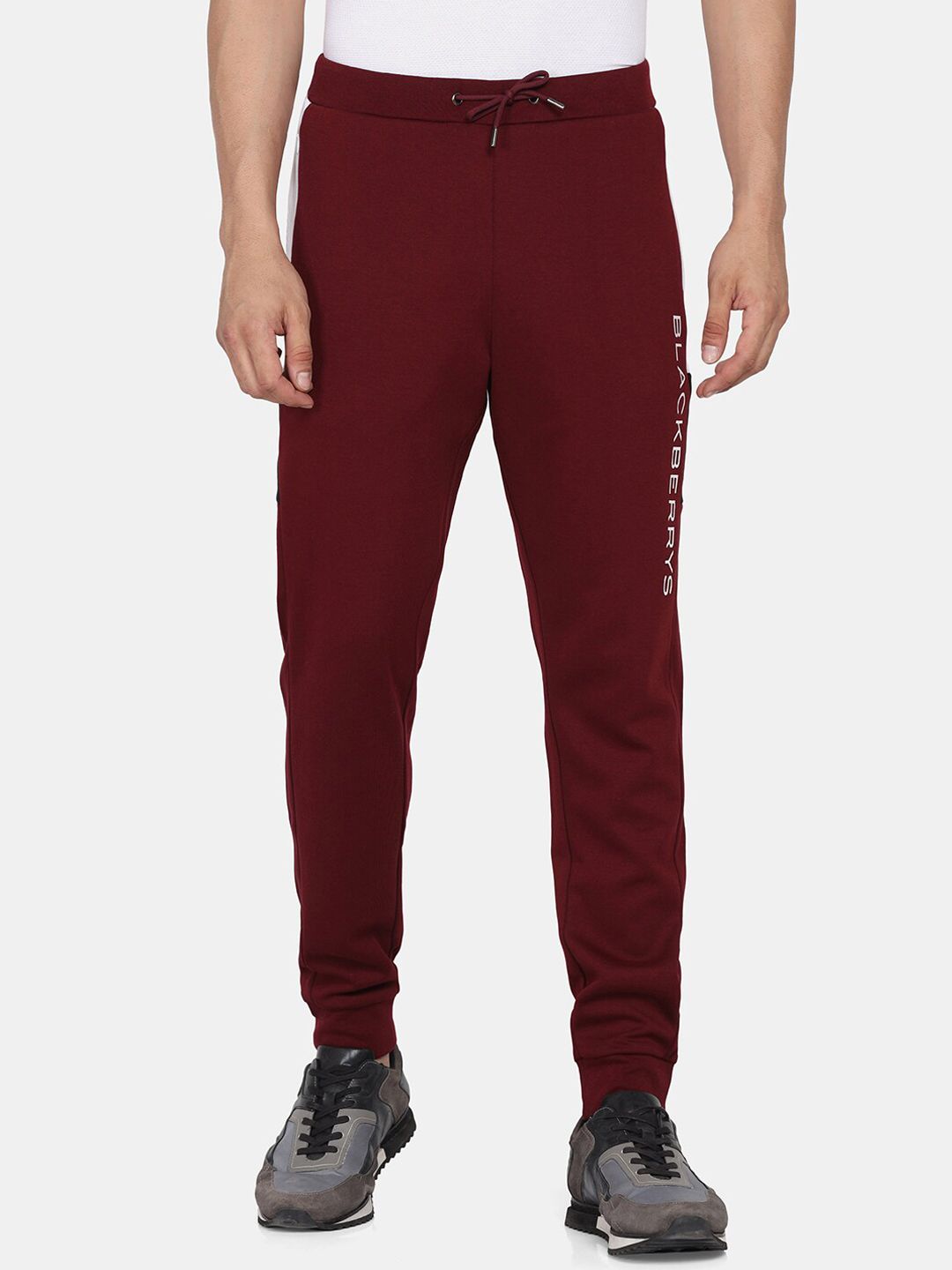 Blackberrys Men Maroon Solid Slim-Fit Joggers-image-11