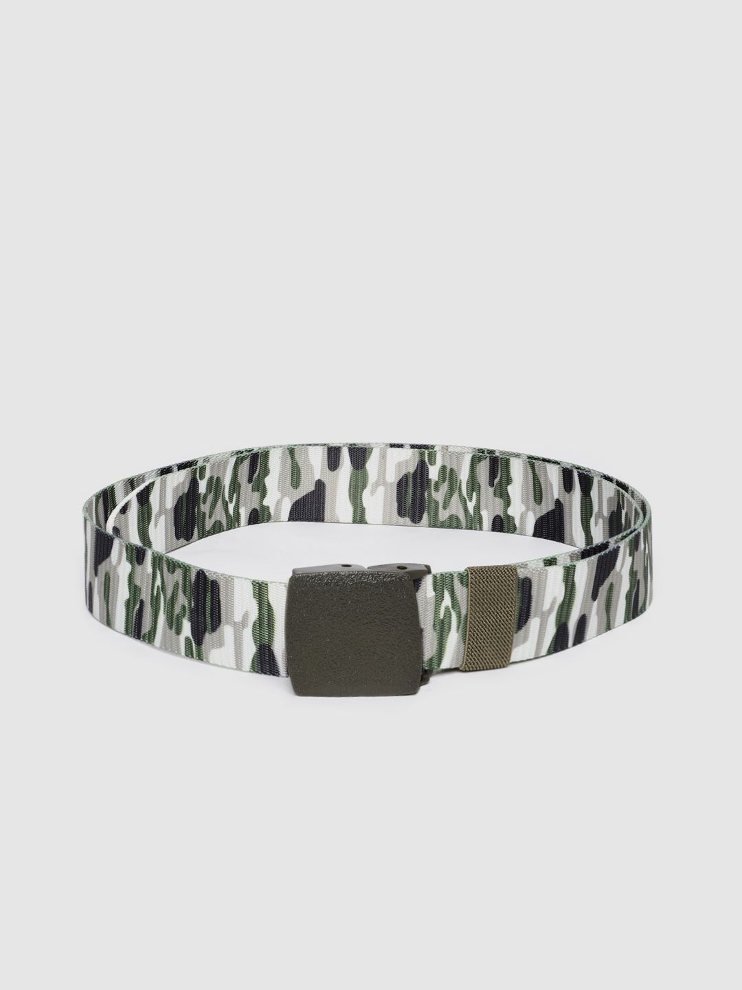 HIGHLANDER Men Olive Green & White Camouflage Print Belt-image-33