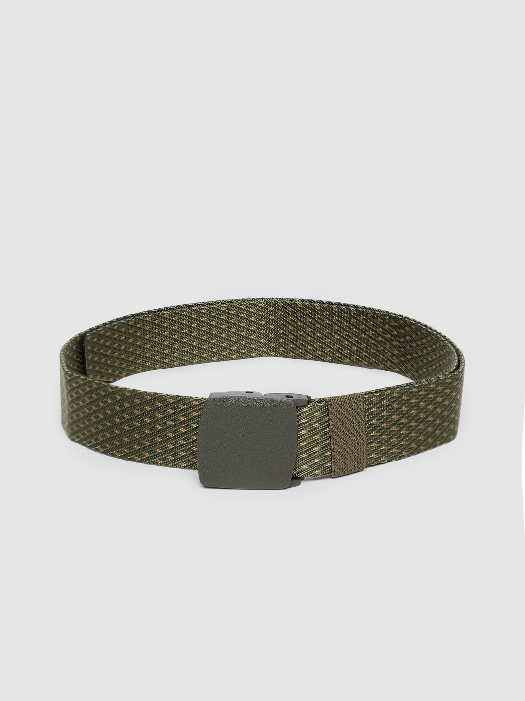 HIGHLANDER Men Olive Green & Beige Woven Design Belt-picture-53