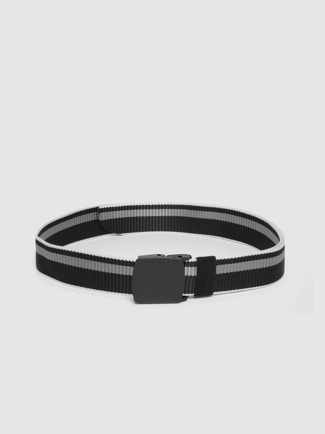 HIGHLANDER Men Black & Grey Striped Belt-picture-50