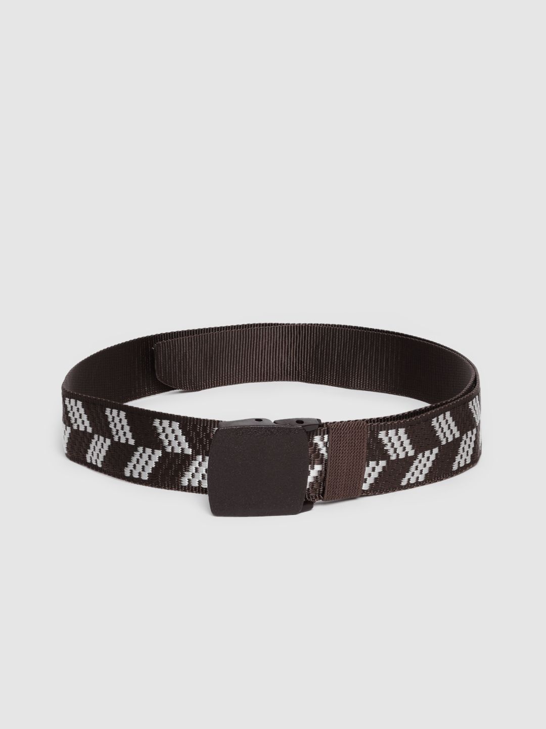 HIGHLANDER Men Brown & Grey Woven Design Belt-image-24