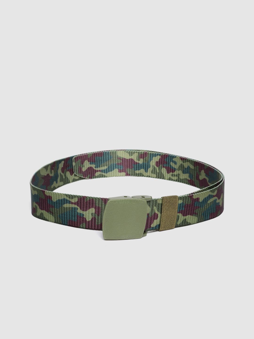 HIGHLANDER Men Green & Pink Camouflage Print Belt-picture-33