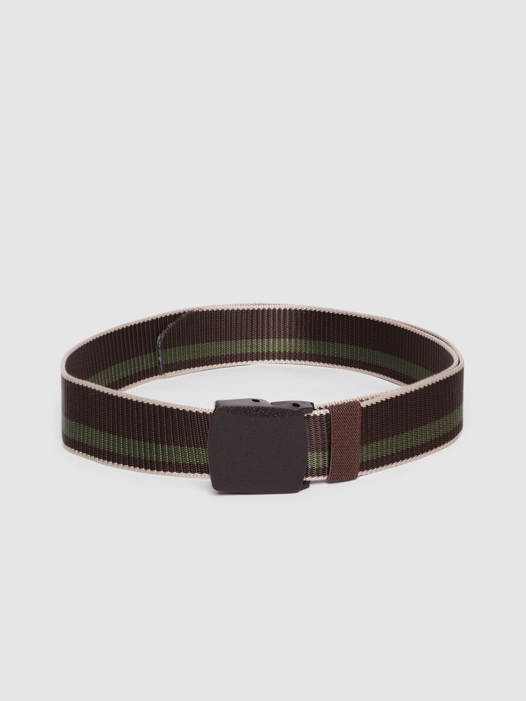 HIGHLANDER Men Brown & Green Striped Belt-picture-26