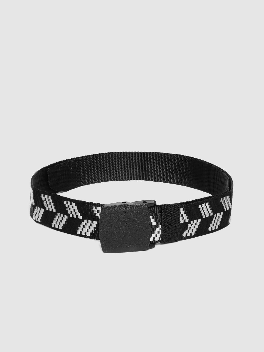 HIGHLANDER Men Black & Grey Woven Design Belt-picture-48