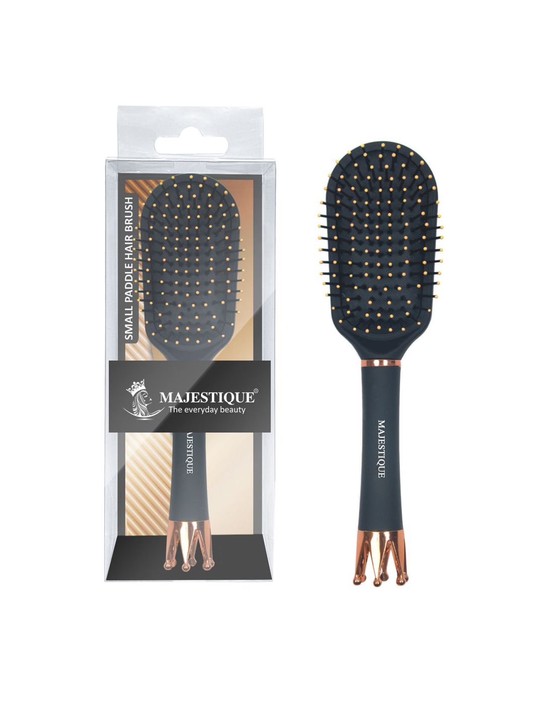 MAJESTIQUE Crown Handle Bio Friendly Detangling Ultra Soft Paddle Hair Brush-picture-9