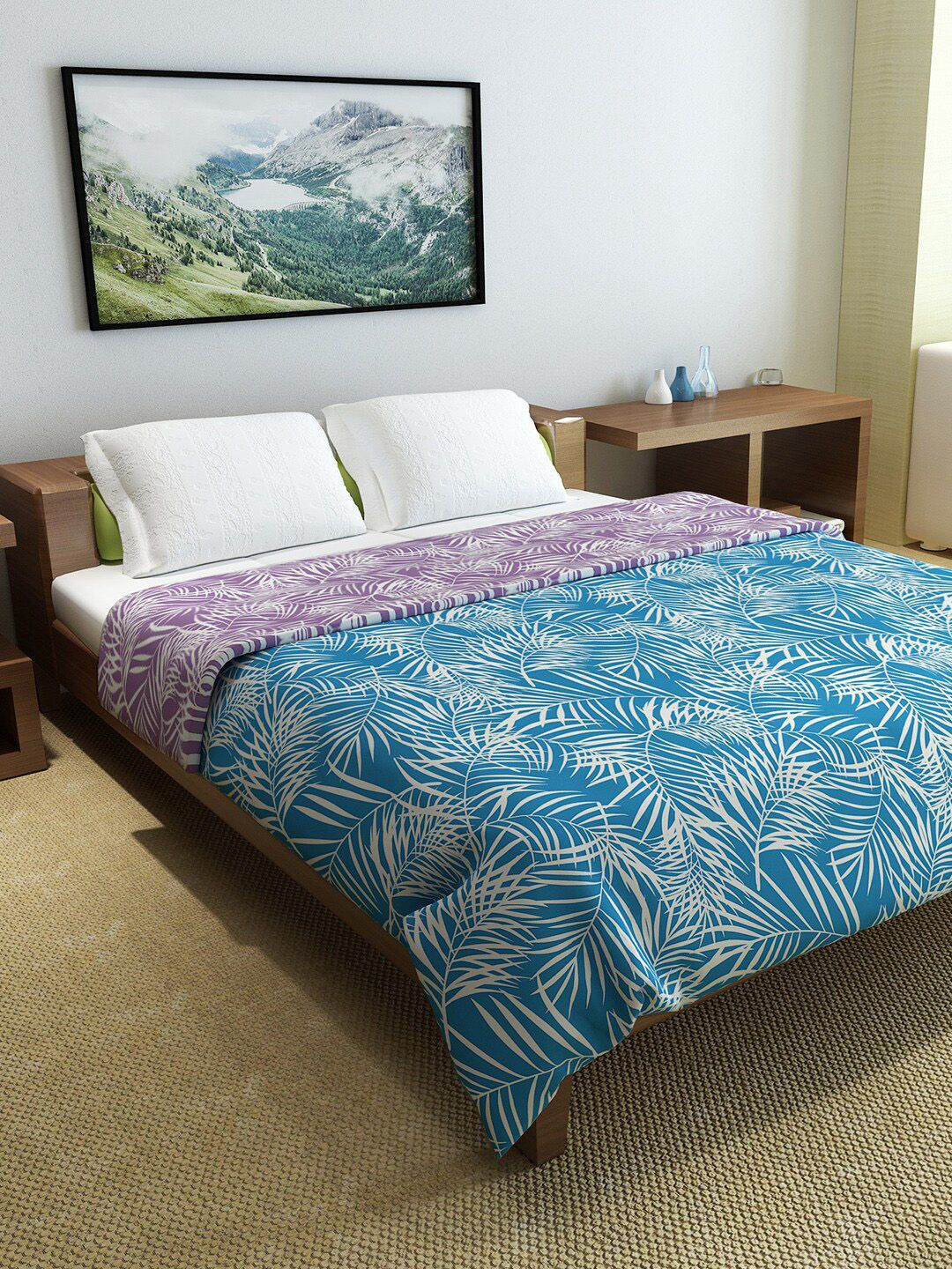 Divine Casa Purple & Blue Floral Mild Winter 150 GSM Double Bed Comforter-picture-14