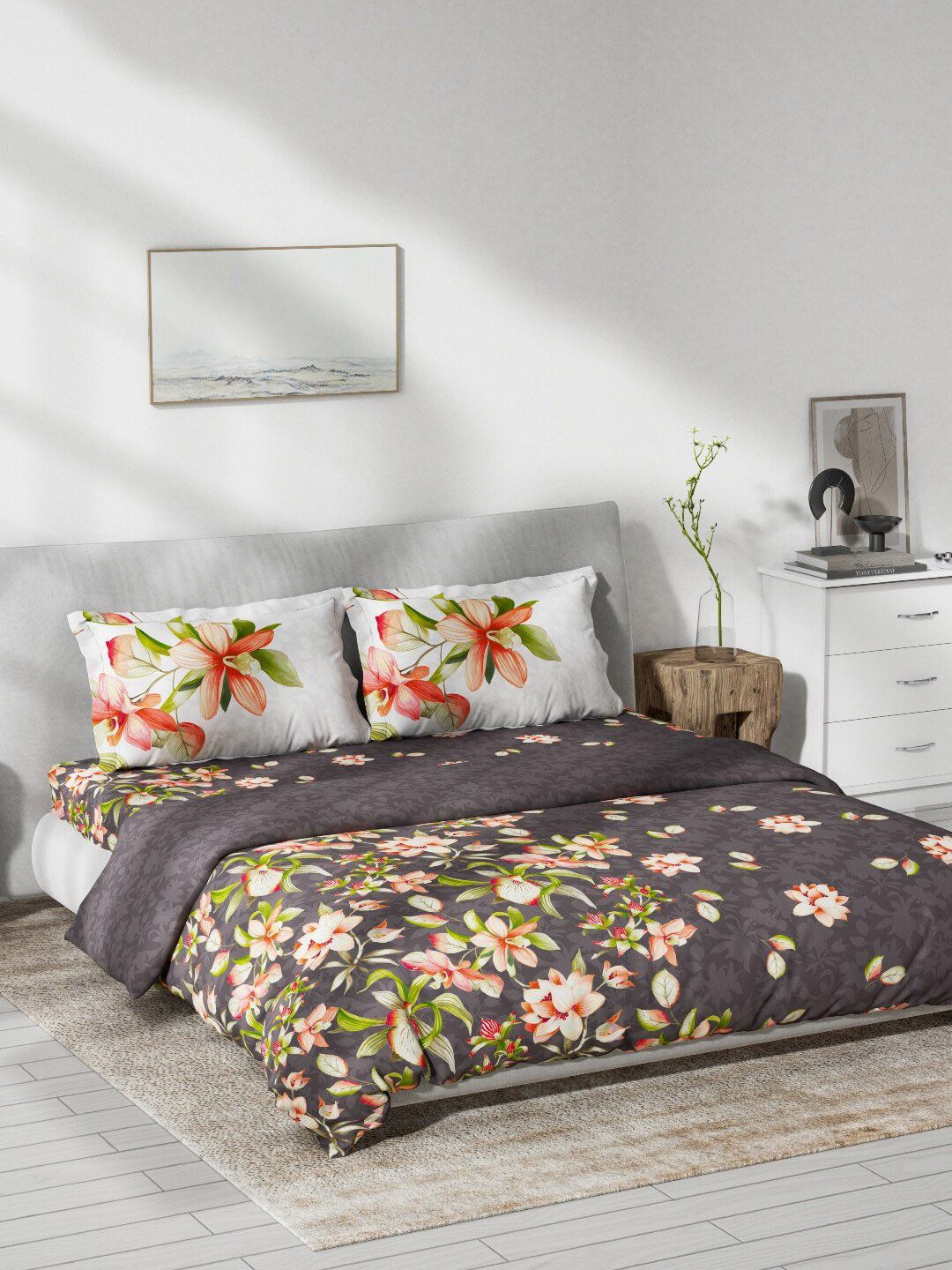 DDecor Grey Printed Pure Cotton Bedding Set-image-13