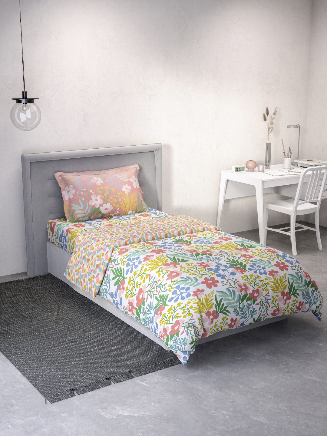 DDecor Pink Printed Pure Cotton Single Bedding Set-image-21