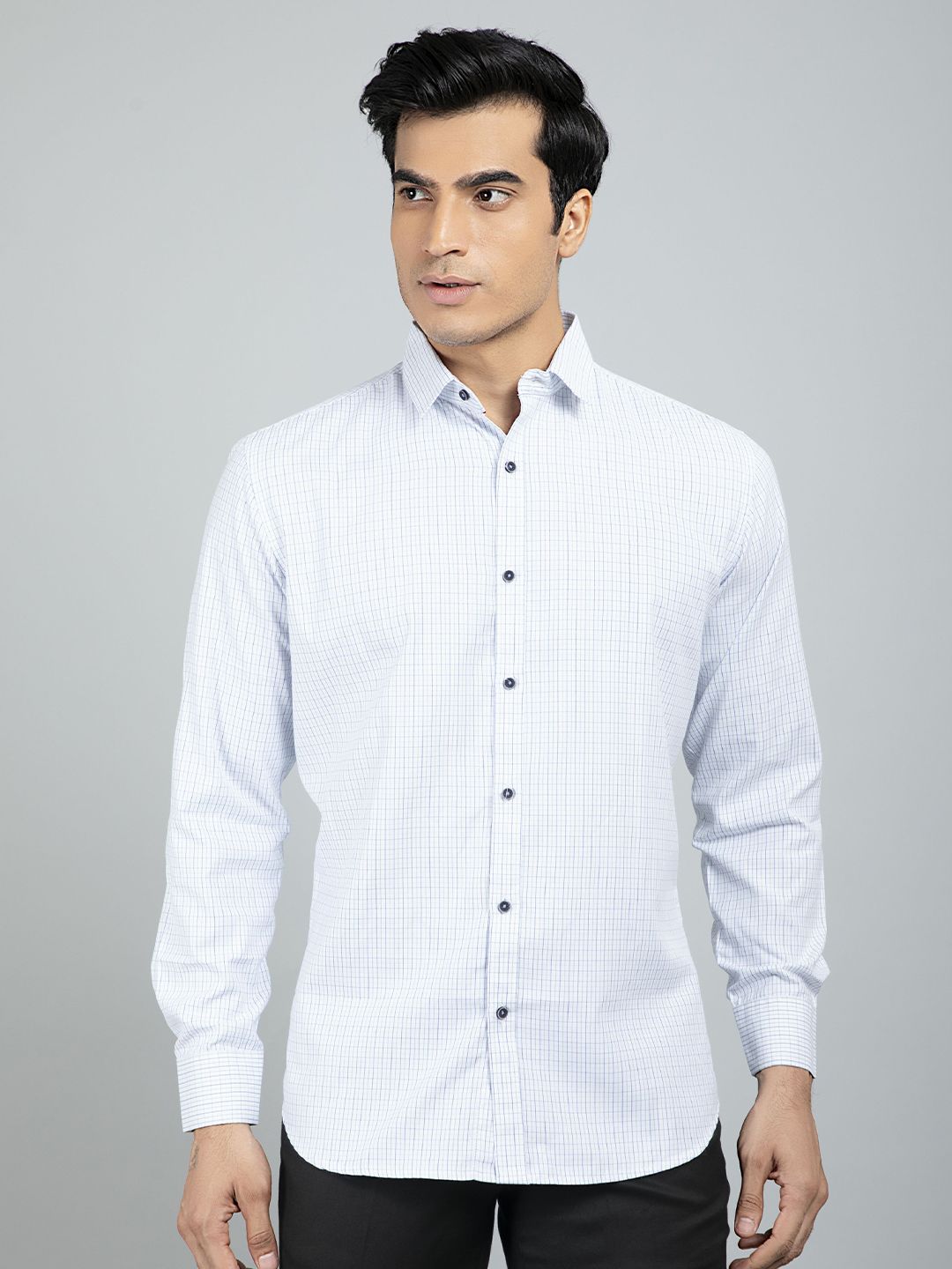 RED FEATHER Men Grid Tattersall Checks Cotton Formal Shirt-image-43