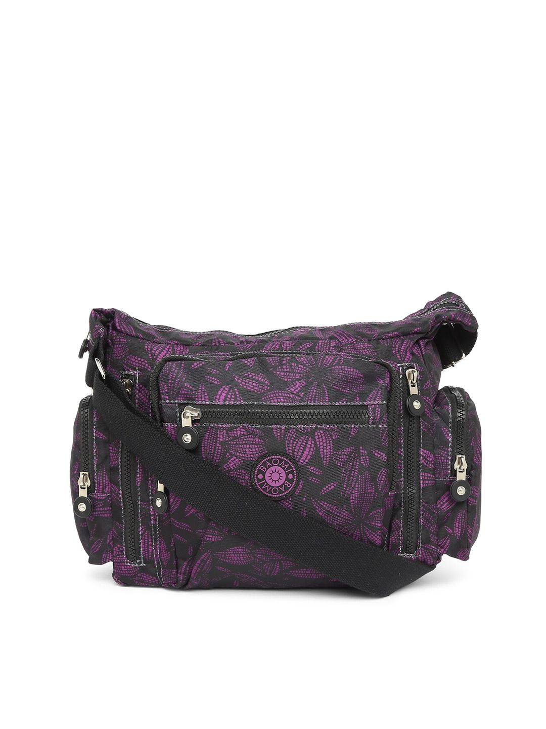 BAOMI Black & Purple Printed Nylon Messenger Bag-picture-19